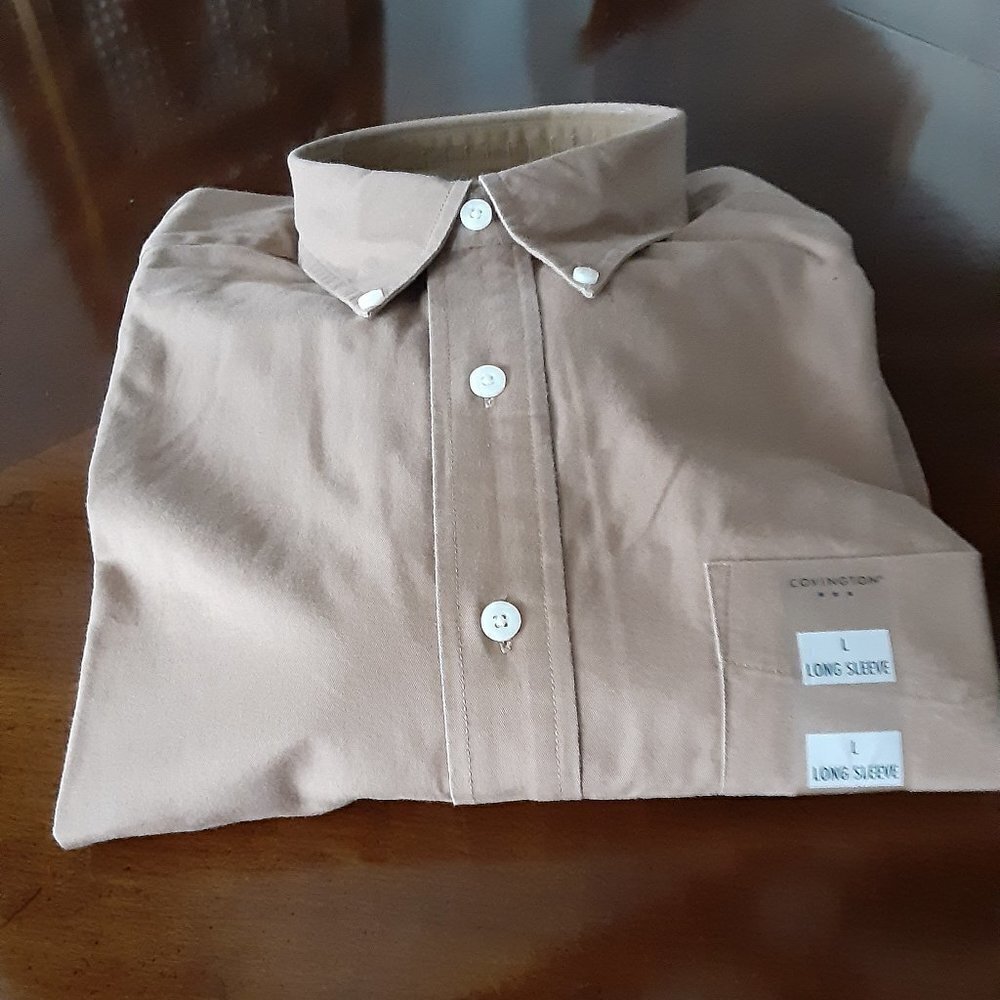 Covington Large Dark Tan Button Down Collar Long Sleeve Shirt w/Top Left Pocket.